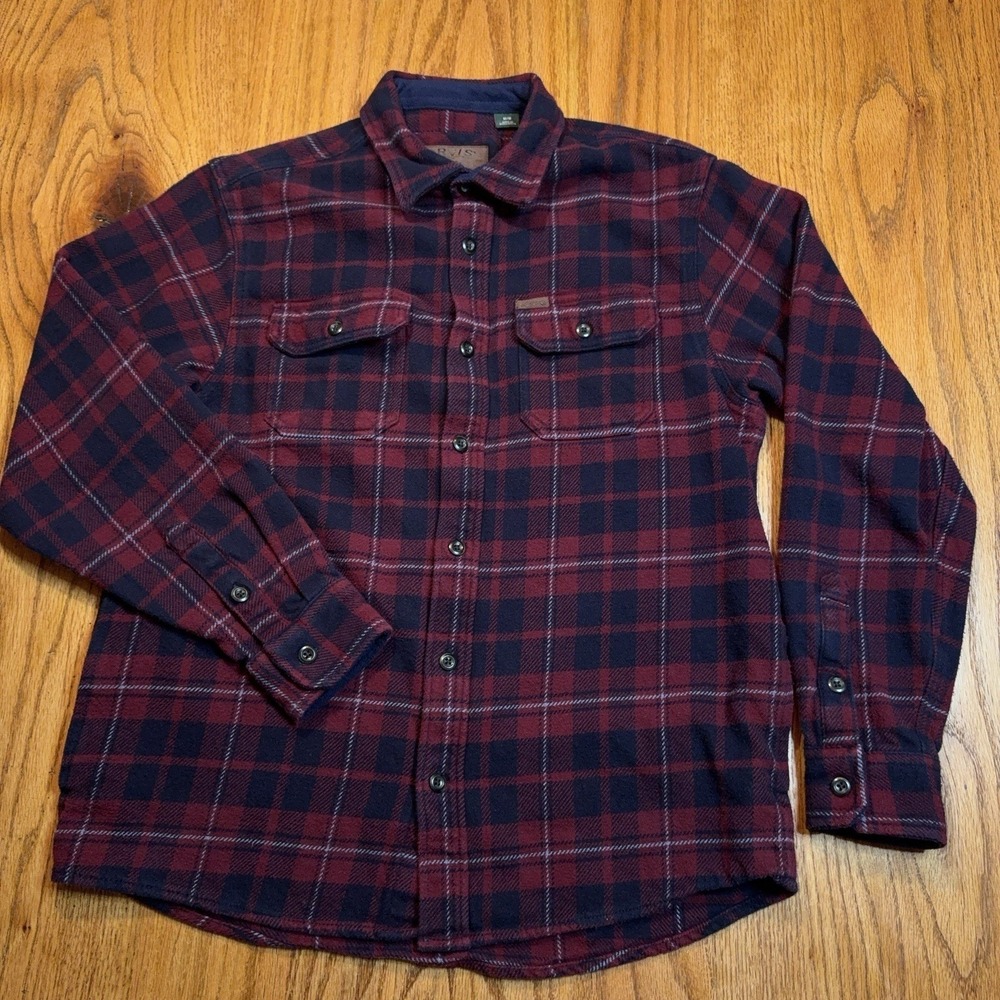 Orvis‎ Flannel Shirt Mens Medium Red Blue Buffalo Plaid Heavyweight Shacket - Picture 3 of 9